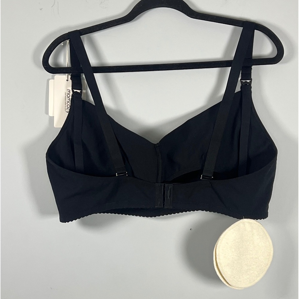 NWT‎ Momcozy Women's Black Nursing Bra Reusable Pads Adjustable Straps